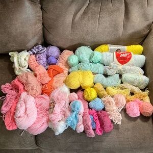 Pastel Color Yarn Lot - Pink, Blue, Yellow, Green, Purple, Peach, Orange, Etc.
